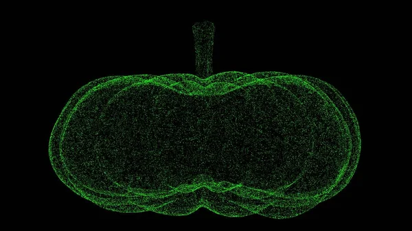 Pompoen Zwart Opgeloste Groene Flikkerende Deeltjes Zakelijke Reclame Achtergrond Wetenschapsconcept — Stockfoto