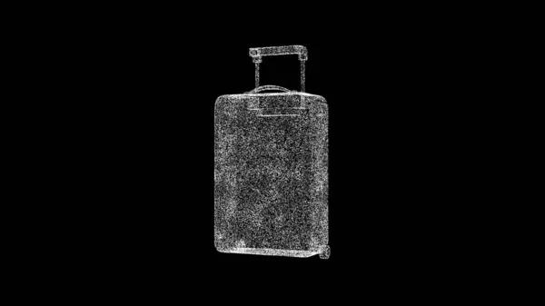 3D旅行行李箱行李 黑色行李 物体溶解了闪烁的白色粒子 商业广告背景 科学概念 3D动画 — 图库照片