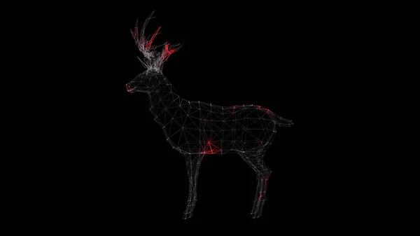 stock image Spread of virus through volumetric body of deer on black background. Visual demonstration of virus in animal body. Science Medical concept. For title, presentation. 3D animation.