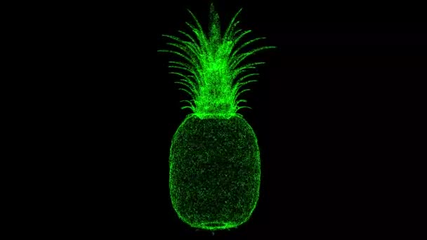 Ananas Rotiert Auf Schwarzem Objekt Löste Grün Flackernde Teilchen Fps — Stockvideo