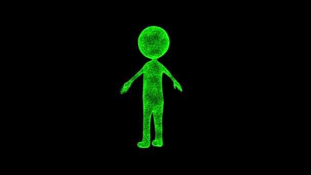 Alien Avec Une Grosse Tête Tourne Sur Noir Objet Dissous — Video