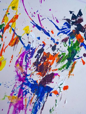 Abstract art of splashes and drips watercolors background. Fragment of artwork. Spots of oil paint. Contemporary art.