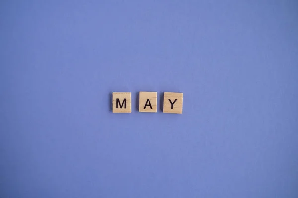 Πέμπτος Μήνας Του Έτους Μάιος Από Μεμονωμένα Γράμματα Ξύλινα Τουβλάκια — Φωτογραφία Αρχείου