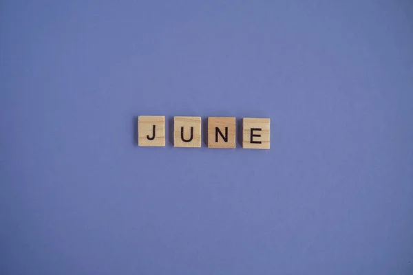 Sixth Month Year June Isolated Letters Wooden Blocks Natural Color — Photo