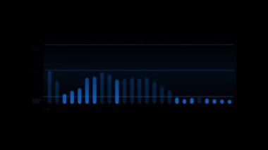 Büyüyen dijital mavi çizelge. Şebekeli yüksek teknolojili teknoloji grafiği. İş konsepti. 3 Boyutlu Canlandırma.