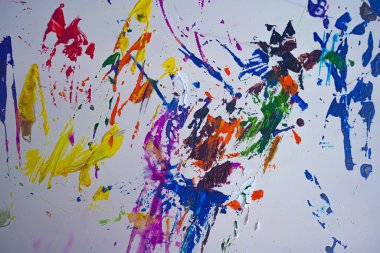 Abstract art of splashes and drips watercolors background. Fragment of artwork. Spots of oil paint. Contemporary art.