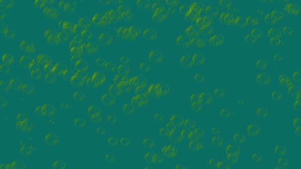 Yellow Bubbles Constantly Rise Green Background 60Fps Abstract Festive Background — Αρχείο Βίντεο