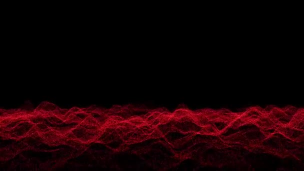 Abstract Background Waving Dotted Surface Moving Flickering Red Particles Lines — Vídeo de Stock