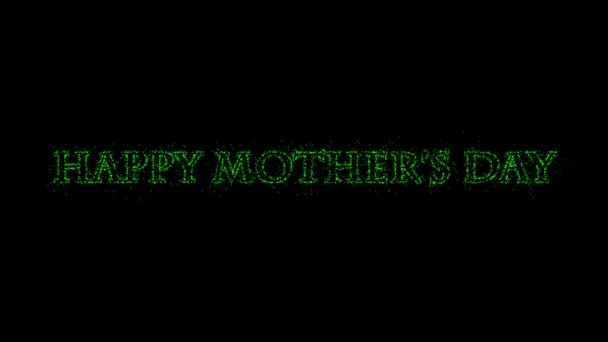 Återgivning Happy Mothers Day Bokstäver Tecknad Gröna Ord Perfekt För — Stockvideo