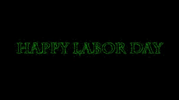 Happy Labor Day Glitter Testo Verde Sfondo Nero Testo Lampeggiante — Video Stock