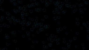 3D mavi kabarcıklar sürekli olarak siyah arkaplanda yükseliyor. 60fps. Reklamcılık, tebrik, mesaj, anneler günü, sevgililer günü, Noel, doğum günü için soyut bir festival geçmişi. 3 Boyutlu Canlandırma