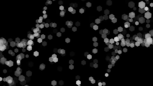 Размытые Белые Боке Огни Форме Шестиугольника Диагонали Черном Фоне Темное — стоковое видео