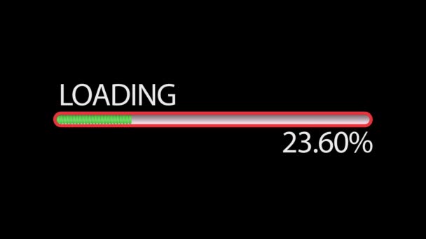 Green Loading Progress Bar Downloading Pixelated Progress Status Bar Processing — Stock Video