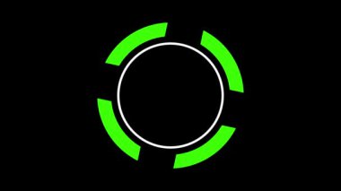 Yeşil beyaz daire yükleniyor. Modern parlak önyükleyici, beyaz dairesel ilerleme yükleme çubuğu. 60 fps 3D animasyon.