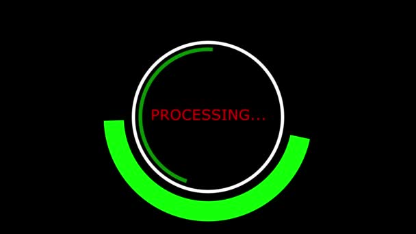 Обертаються Кола Напівкруги Блимаючим Написом Processing Оновлення Програмного Забезпечення Колі — стокове відео