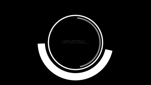 旋转的圆圈和半圆形 上面闪烁着 软件程序在黑色背景上按圆形进行更新 Fps 3D动画 — 图库视频影像