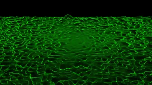 Soyut Yeşil Sıvı Metal Dalgaları Bir Sürü Noktalı Dijital Dalga — Stok video