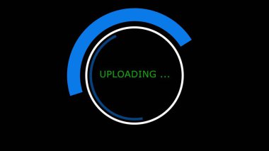 Dönen daireler ve yarı daireler ve yazılar yükleniyor. Yazılım programı siyah arkaplan üzerinde bir çember içinde güncelleniyor. Çember simgesi yükleniyor. Modern önyükleyici. 3 Boyutlu Canlandırma.