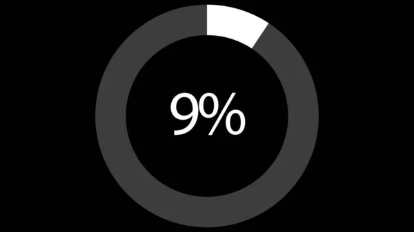 更新过程 黑色屏幕上有一个圆形 其中白色数字占百分比 3D动画 — 图库照片
