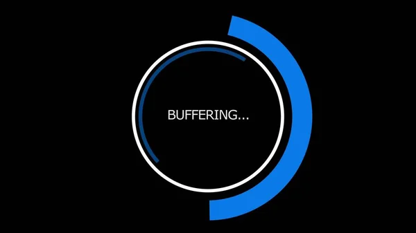 Kręgi Obrotowe Półokręgi Napisem Buffering Aktualizacja Programu Kole Czarnym Tle — Zdjęcie stockowe