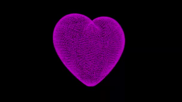 Růžové Srdce Rotuje Černém Pozadí Srdce Skládá Tisíců Malých Srdcí — Stock video
