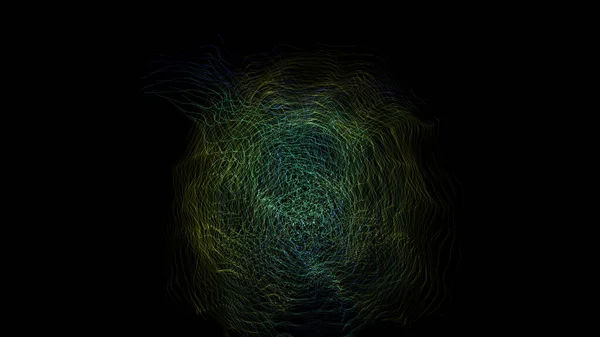 Multi Colored Threads Smoothly Wriggle Shape Ball Cosmic Tangle Black — Fotografia de Stock