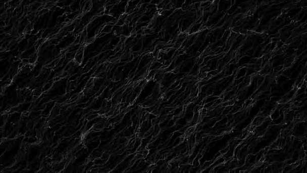 在黑色背景上的一条白色捻线的对角线流 宇宙现象 在不稳定的动态运动中混合波浪形螺纹 流畅的流动 Fps 3D渲染 — 图库视频影像