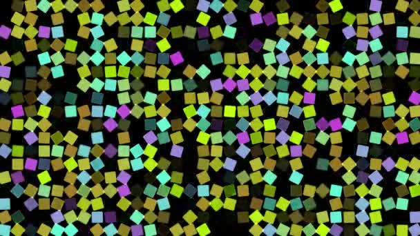 Multicolored Flashing Cubes Black Background Abstract Festive Background Advertising Congratulations — Stock Video