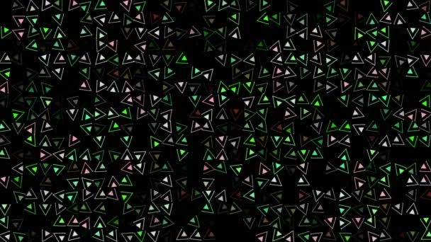 黒の背景に色の点滅三角形 おめでとう テキストの要約お祝いの背景 カラフルな創造的なフラットダイナミック形状アニメーション ビジネス 60Fps 3Dレンダリング — ストック動画