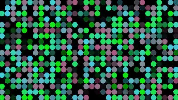 Farbige Blinkende Sechsecke Auf Schwarzem Hintergrund Abstrakter Festlicher Hintergrund Für — Stockvideo