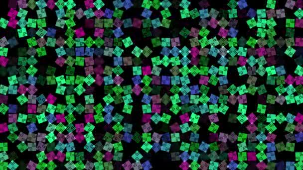 Multicolored Flashing Squares Black Background Abstract Festive Background Advertising Congratulations — Stock Video