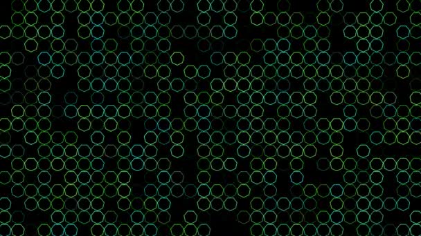 Цветные Мигающие Шестиугольники Черном Фоне Абстрактный Праздничный Фон Рекламы Поздравлений — стоковое видео