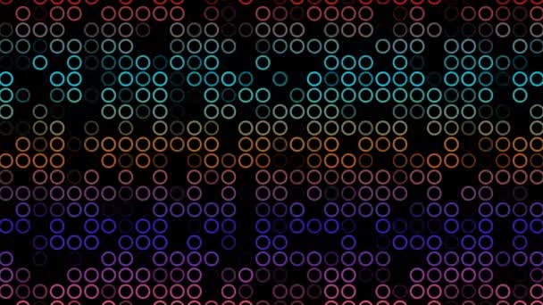 Veelkleurige Knipperende Cirkels Een Zwarte Achtergrond Abstracte Feestelijke Achtergrond Voor — Stockvideo