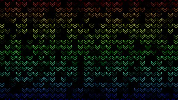 Veelkleurige Pijlen Knipperen Een Zwarte Achtergrond Abstracte Feestelijke Achtergrond Voor — Stockvideo
