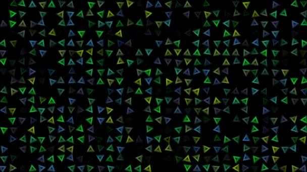 Triángulos Concéntricos Giratorios Intermitentes Color Sobre Negro Resumen Festivo Vuelta — Vídeo de stock