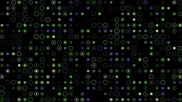 Kolorowe Migające Kręgi Obrotowe Kropką Czarnym Środku Streszczenie Uroczystego Tła — Wideo stockowe