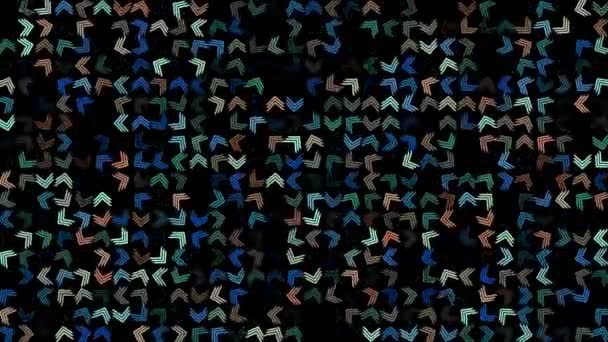 Цветные Мигающие Вращающиеся Стрелки Черном Бланке Абстрактный Праздничный Фон Рекламы — стоковое видео