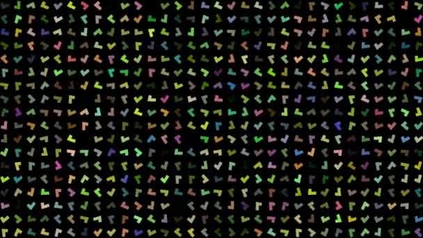 Gekleurde Knipperende Draaiende Check Tekens Zwarte Abstracte Feestelijke Achtergrond Voor — Stockvideo