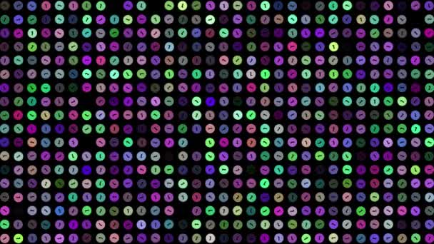 Kolorowe Migające Cyfry Obracające Się Czarnym Środku Streszczenie Uroczystego Tła — Wideo stockowe