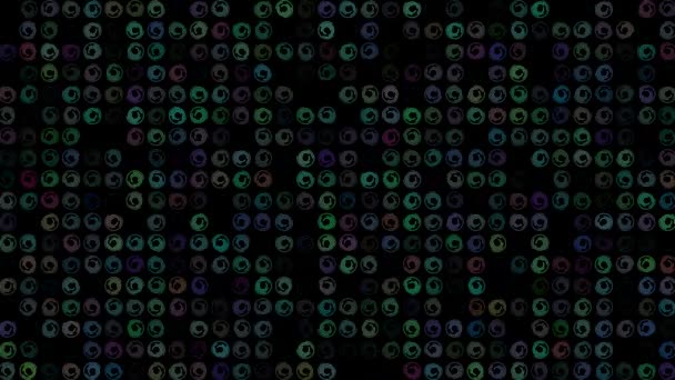 Colored Rotating Loading Circles Black Abstract Festive Background Advertising Congratulations — Stock Video
