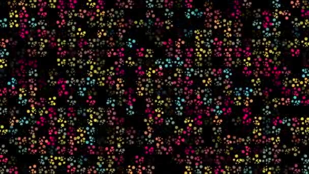 Кольорові Миготіння Обертаються Блоки Чорному Абстрактний Святковий Фон Реклами Вітання — стокове відео