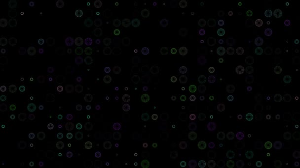 在黑色的背景上闪烁着彩色的半圆形 文字的节日背景 五彩缤纷的创意扁平动态塑造动画 业务Bg Fps 3D渲染 — 图库视频影像