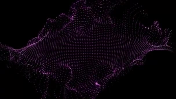粉色星帆布的黑色背景 恒星和线条具有动态波的未来主义背景 大数据摘要霓虹灯背景 支持广告 瓦伦丁 圣诞节 Fps 3D渲染 — 图库视频影像