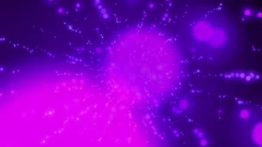 Bokeh efektli pembe ve mavi süzülen ışınlar. Reklam için soyut şenlik arka planı, tebrikler, mesaj. Renkli yaratıcı dinamik şekiller animasyonu şekillendirir. İş banyosu. 60 fps 3B görüntüleyici.