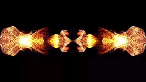 抽象的な火の流れ 流体の動きの中で動き回るフラマと粒子 プラズマを作る運動で流れる粒子 広告の背景 60Fps 3Dレンダリング — ストック動画
