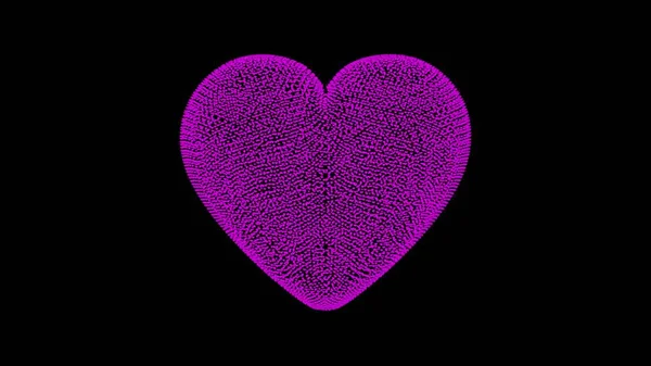 3D pink heart on black background. Heart consists of thousands of small hearts. Love concept. Abstract backdrop for logo, title, presentation. 3D animation.