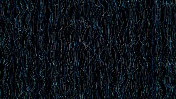 Вертикальний Потік Синіх Ниток Чорному Тлі Космічне Явище Змішування Хвилястих — стокове фото