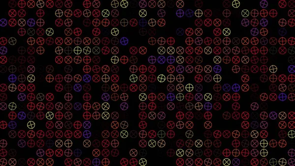 Farbige Blinkende Rotierende Kreuzstichkreise Auf Schwarzem Abstrakter Festlicher Hintergrund Für — Stockfoto