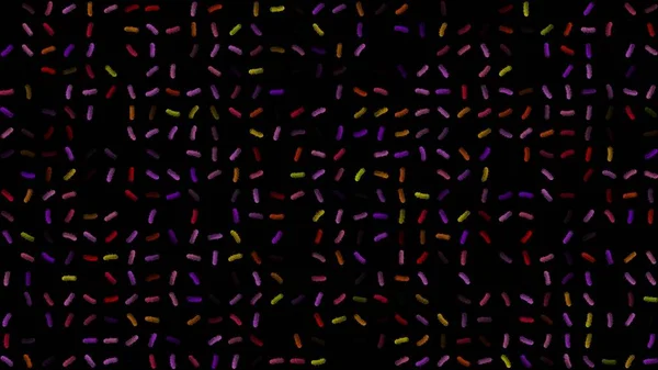 Цветные Мигающие Вращающиеся Бактерии Черном Абстрактный Праздничный Фон Рекламы Поздравлений — стоковое фото