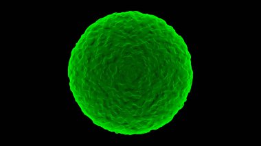 3d green virus isolated on black background. 3D rendering.